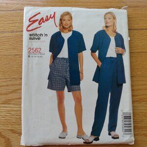 Vintage Plus Size 14-20 Sewing Pattern Shirt/Jacket Shorts Pants UNCUT 2562